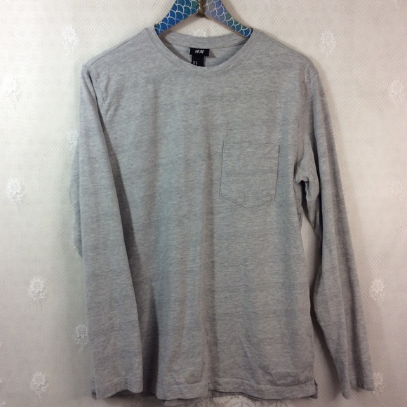 H&M Grey Long Sleeve LA Coordinates Tee Shirt M - Picture 3 of 7